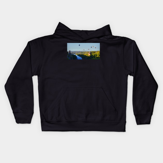 Balloons over Clifton Suspension Bridge Kids Hoodie by Graz-Photos